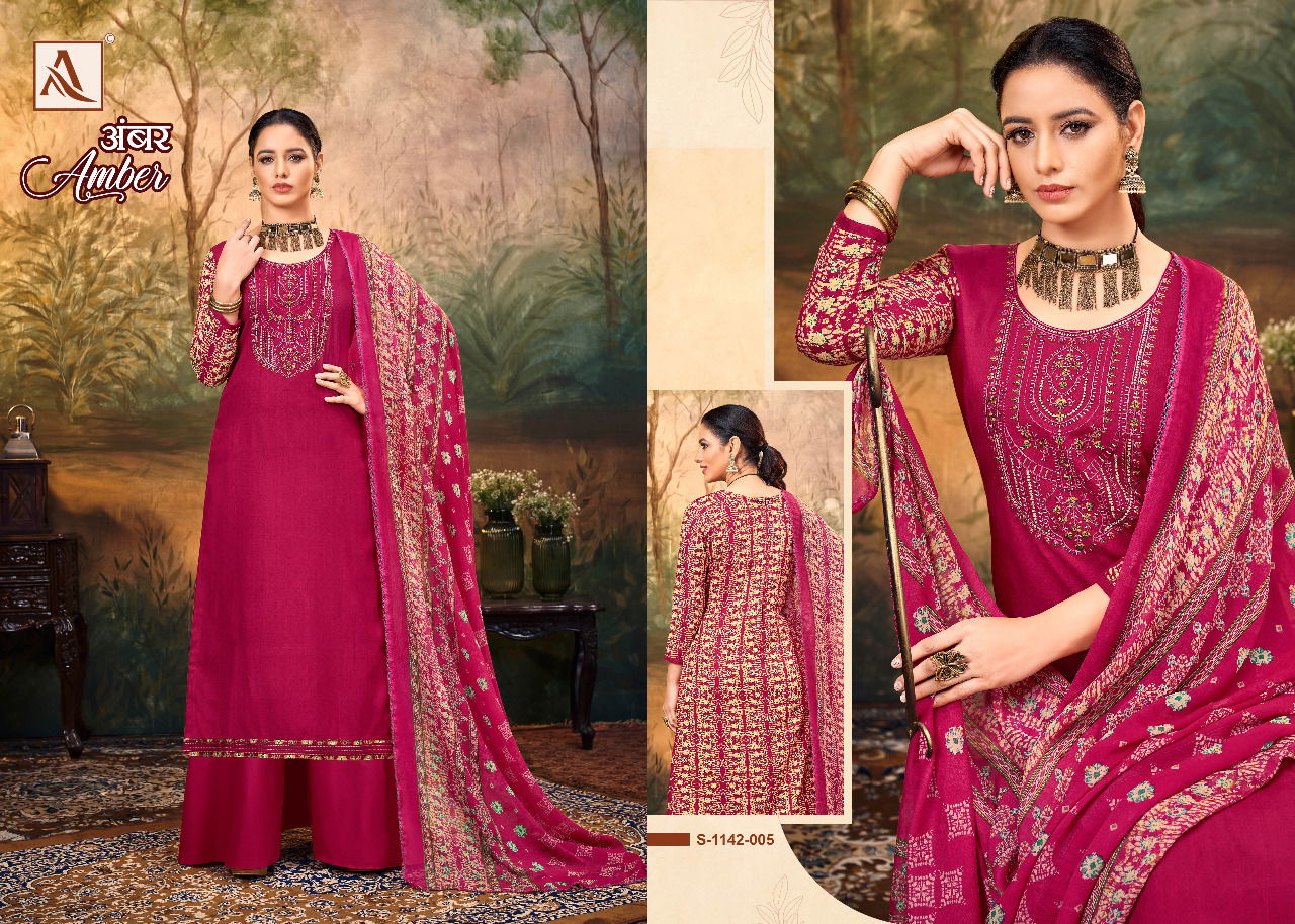 Alok Amber Fancy Embroidered Wholesale Dress Material Catalog